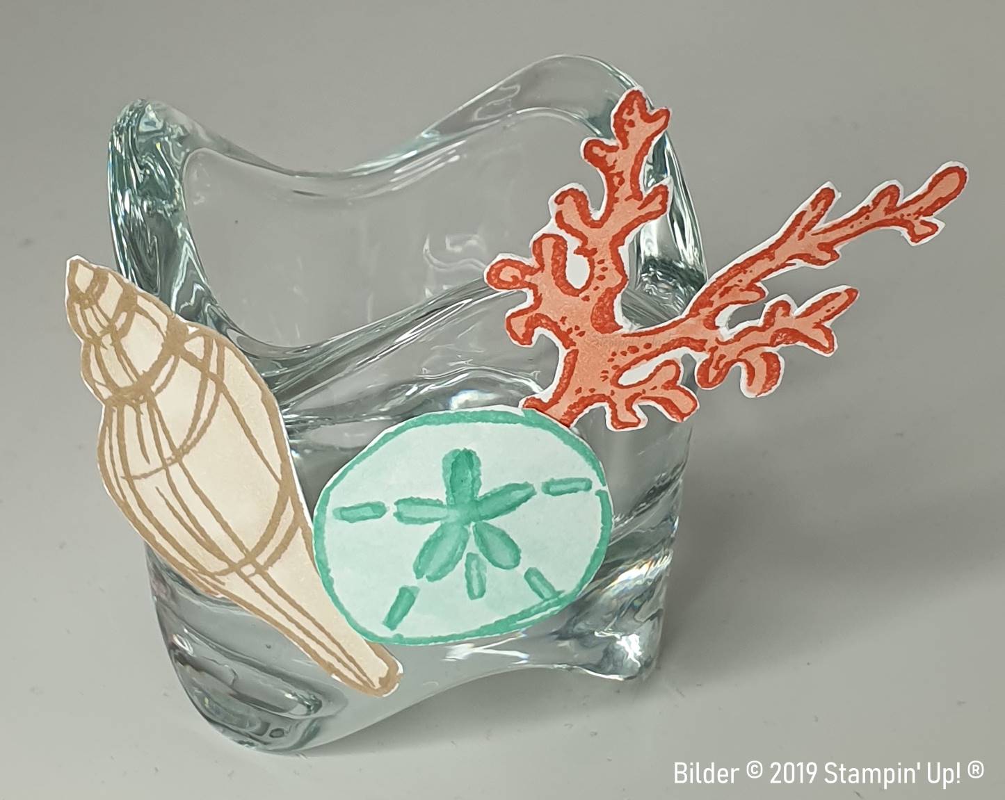 dekorierter Teelichthalter "mit Meerwert" für den StempelPalast & Friends BlogHop
